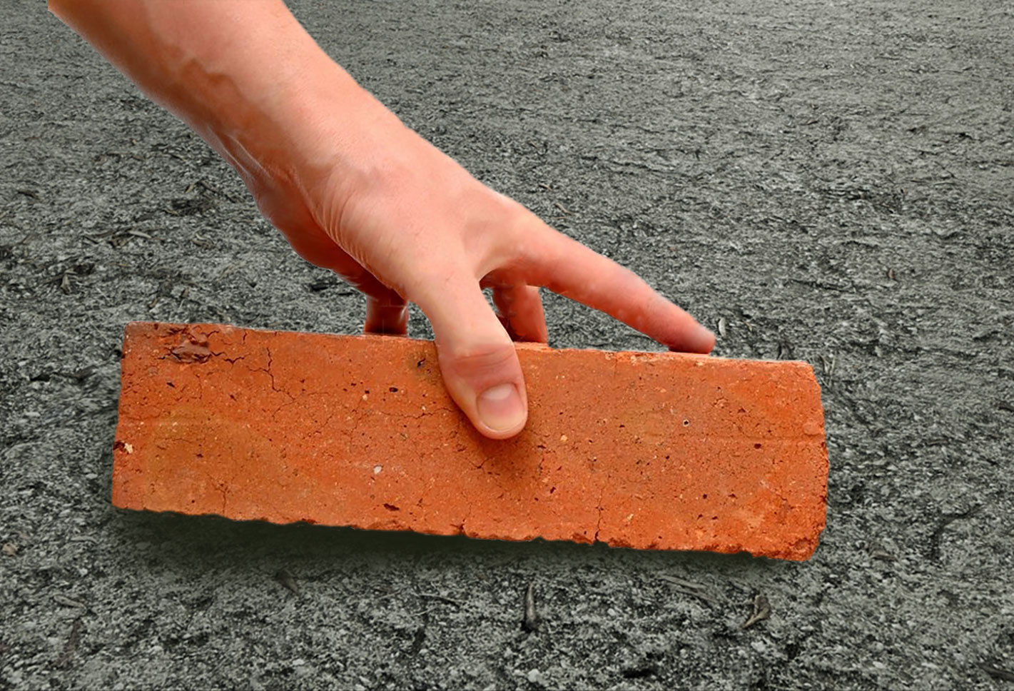 Brick being dragged on concrete