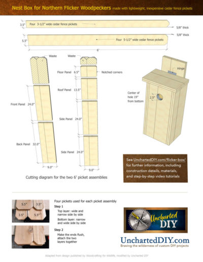 Flicker Woodpecker Nest Box From Cedar Pickets Uncharted Diy 9415