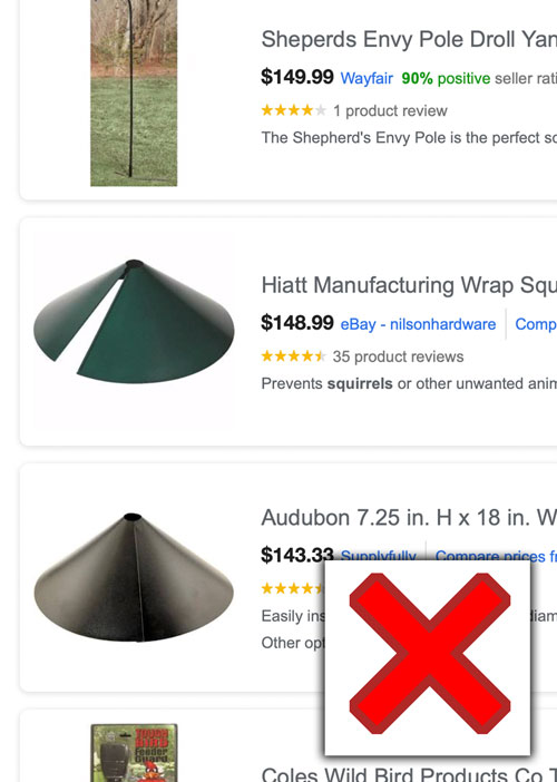 Ridiculously priced squirrel baffle online listing