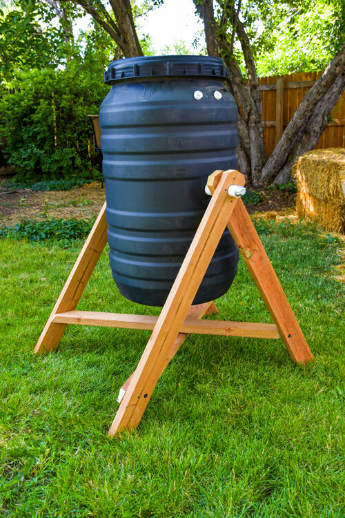 Compost Tumbler with A-Frame Base