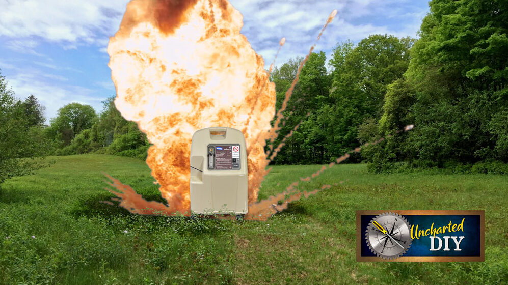 Oxygen concentrator exploding in fireball